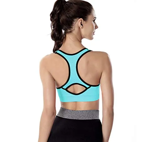 3 Pack Women Racerback Sports Bras High Impact Workout Yoga Gym Fitness Bra (Black Blue Navy, XX-Large)