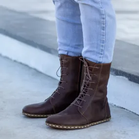 Barefoot Leather Lace-up Brown Boots for Men