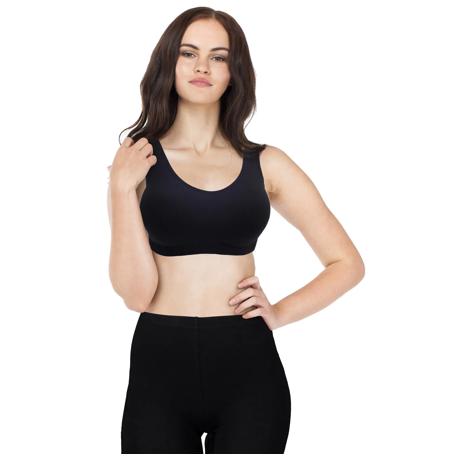 Black Racerback Sports Bras, Removable Padded Seamless Activewear Fitness Bra