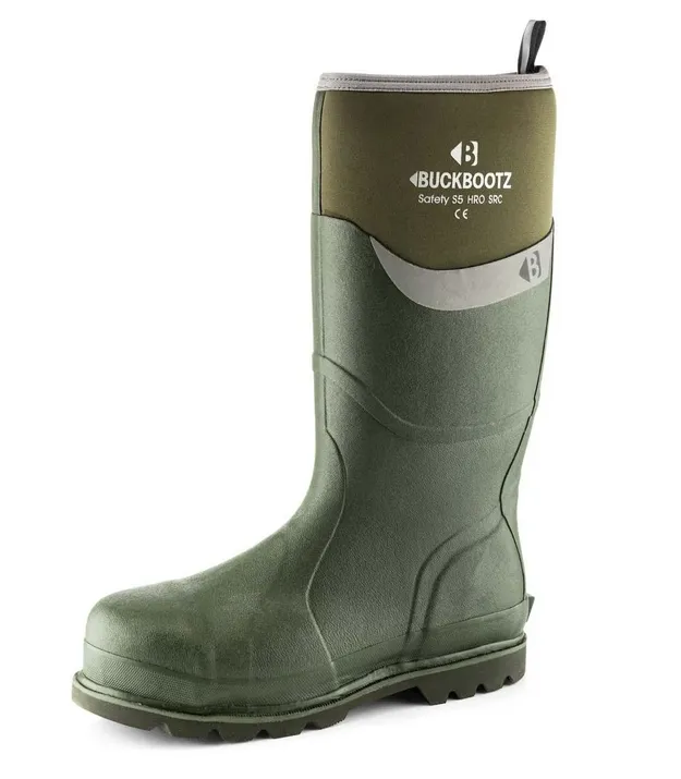 Buckbootz BBZ6000 Green Neoprene/Rubber Heat and Cold Insulated Safety Wellington Boot