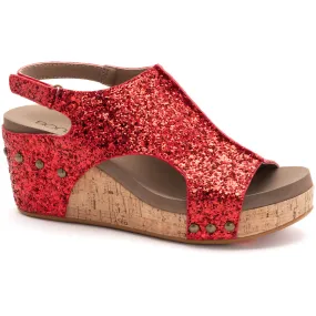 Corkys "Carley" Wedge Sandal (Red Glitter)