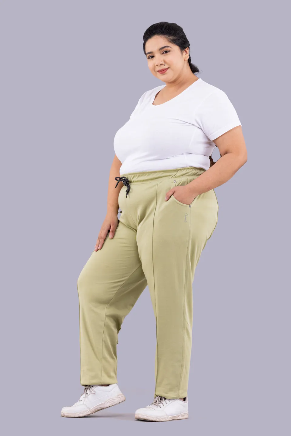 Cotton Track Pants - Relaxed Fit Lounge Pants - Cardamom Green