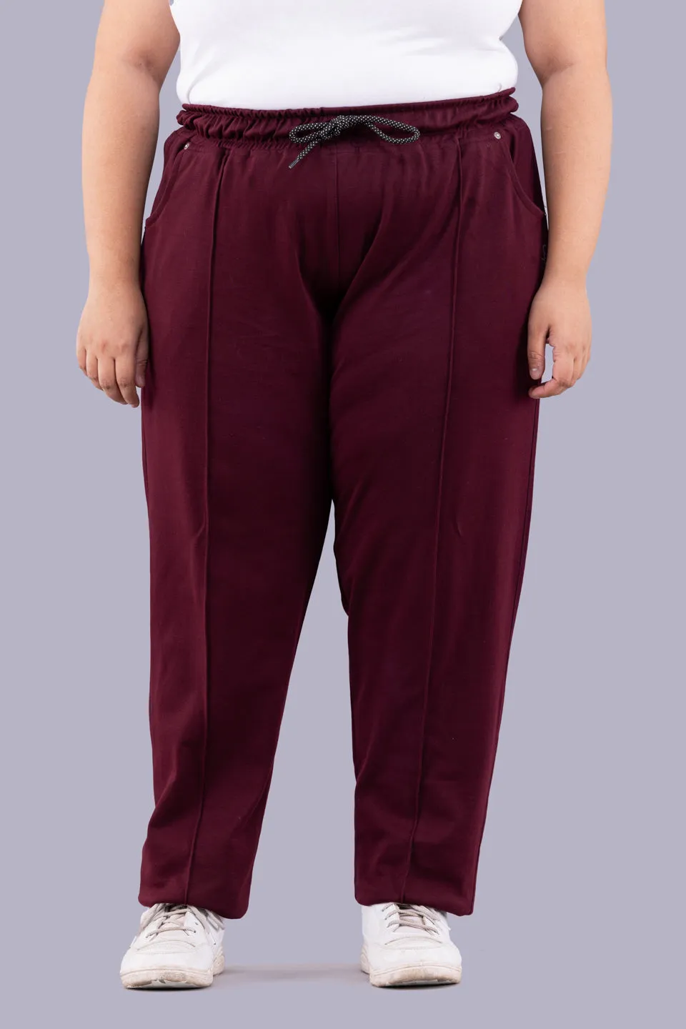 Cotton Track Pants - Relaxed Fit Lounge Pants - Wine