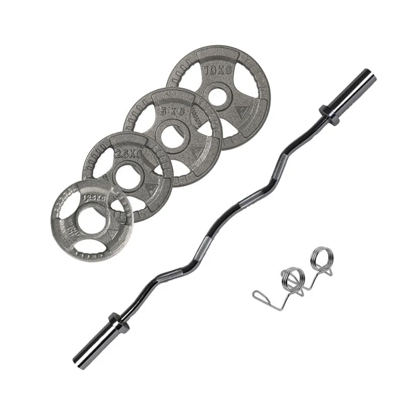 EZ Curl Bar and Cast Iron Weight Set | 45.5kg