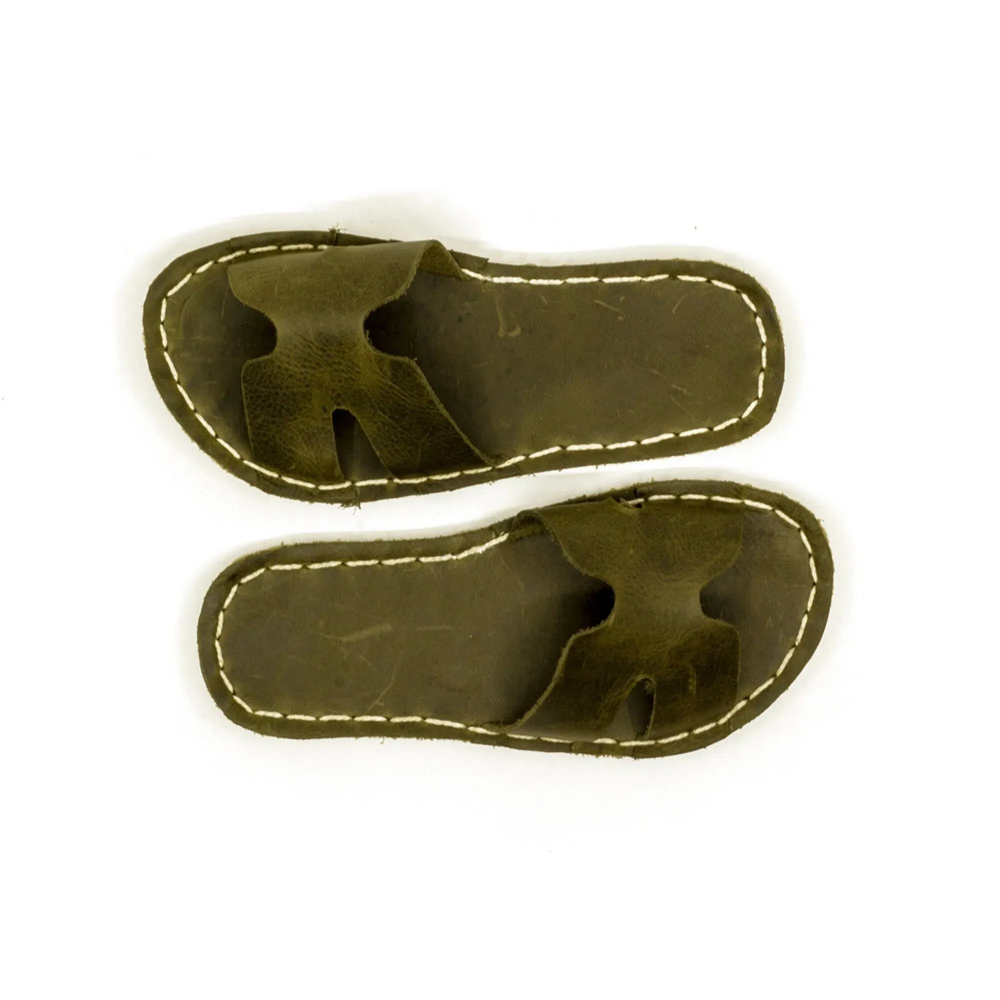 H-Style Green Leather Barefoot Slipper For Men