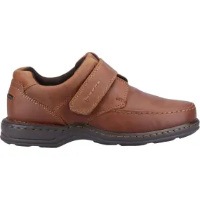 Hush Puppies Mens leather Shoes Strap Over Wide Brown Roman