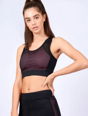 Larissa Mesh Panel  Sports Bra Top in Black - Tokyo Laundry Active