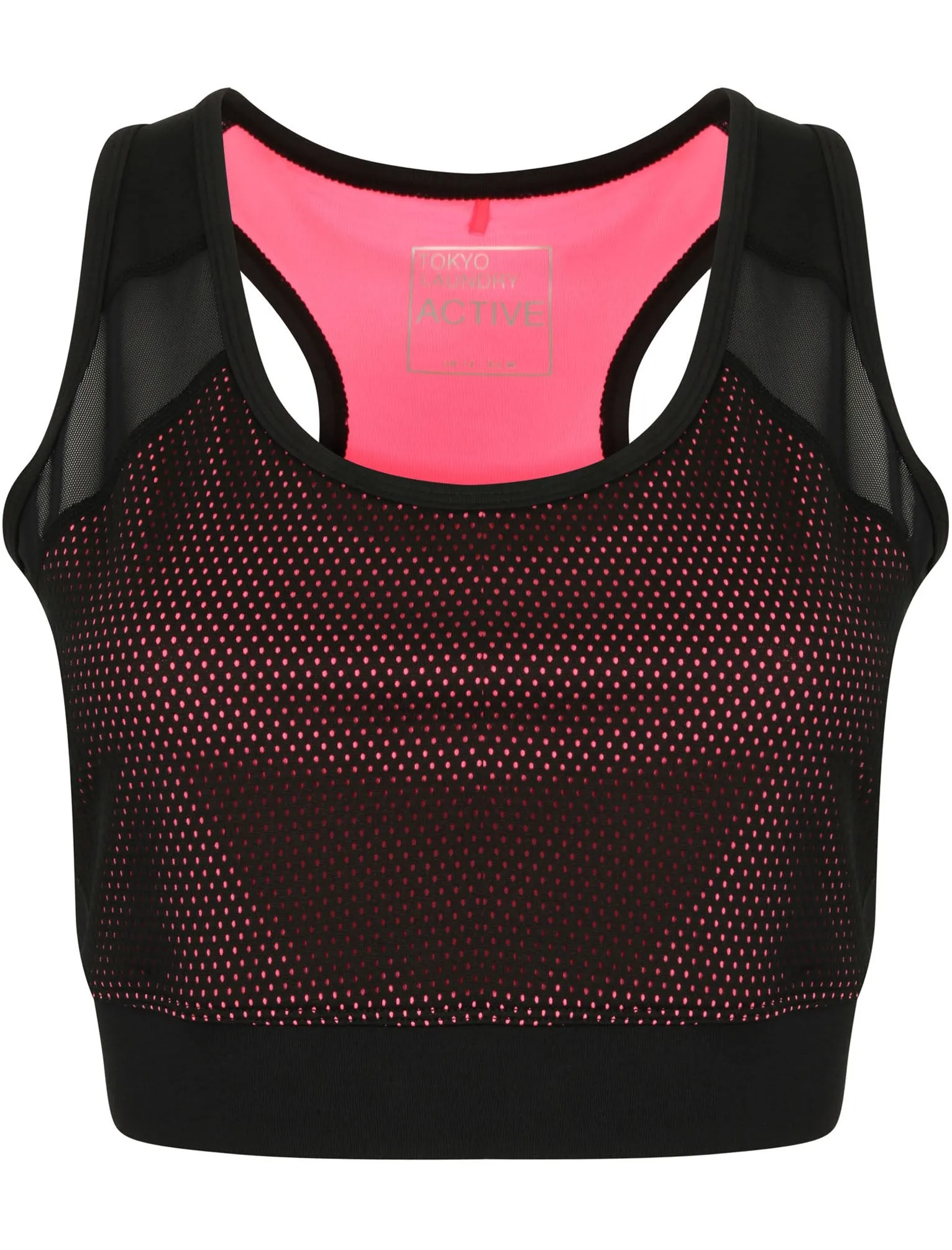 Larissa Mesh Panel  Sports Bra Top in Black - Tokyo Laundry Active