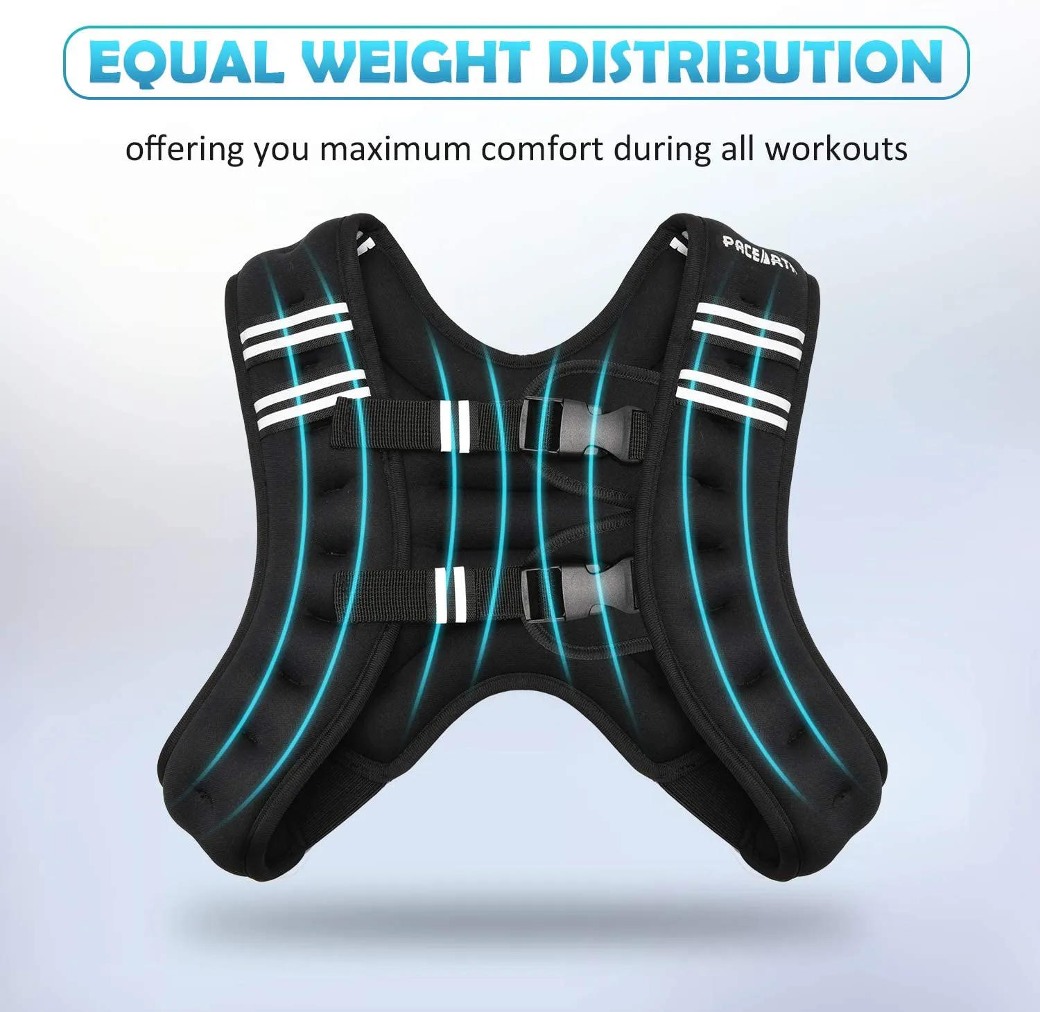 PACEARTH Weighted Vest with Ankle/Wrist Weights 6/12/16lbs Adjustable Body Weight Vest with Reflective Stripe Workout Equipment for Strength Training, Cardio, Walking, Jogging, Running for Men Women