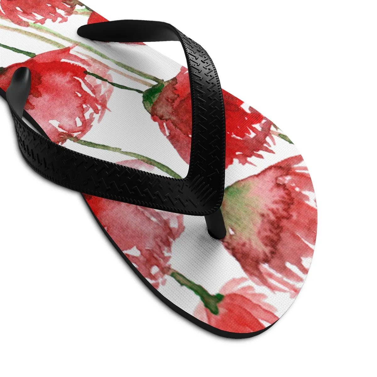 Poppy Bright Flip Flops, Red Poppy Flowers Girlie Floral Print Unisex Flip-Flops - Made in USA