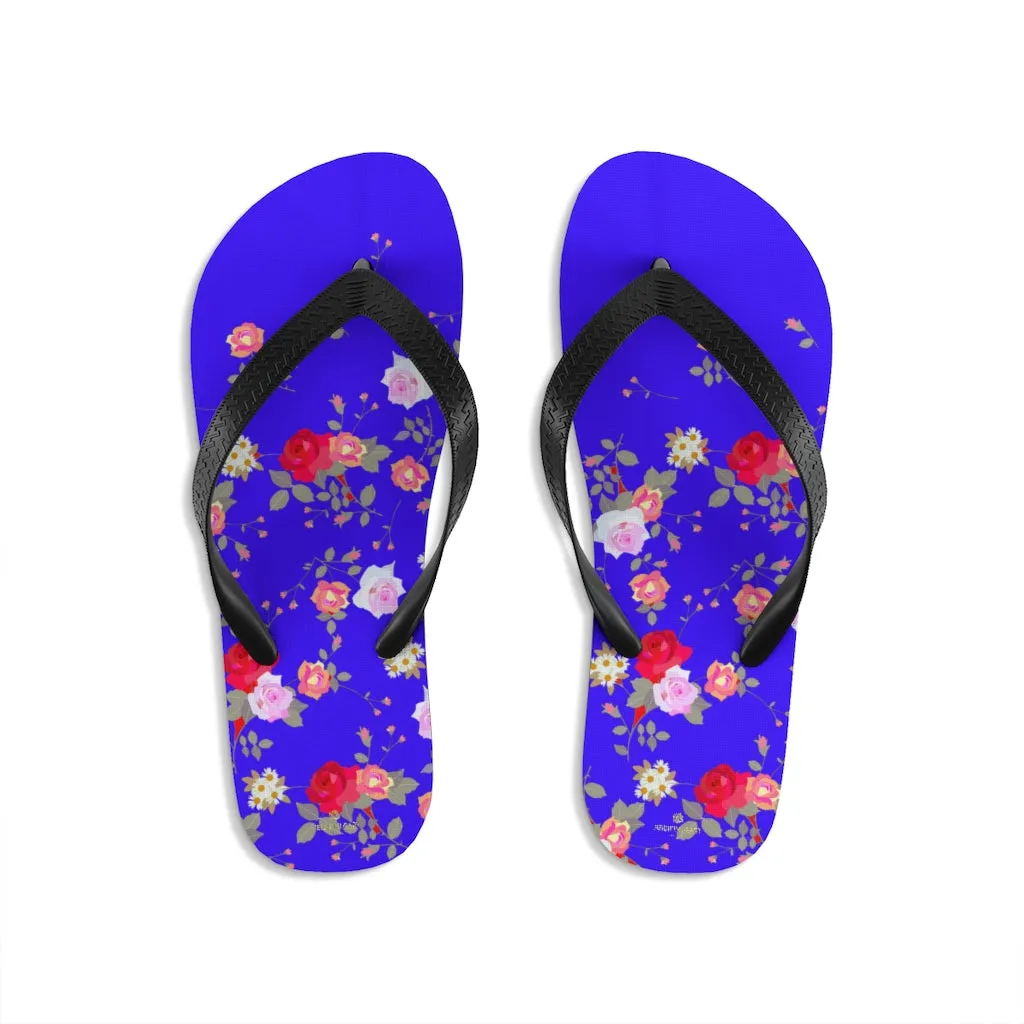 Purple Red Rose Flip Flops, Floral Print Unisex Flip-Flops Sandals For Men & Women- Made in USA