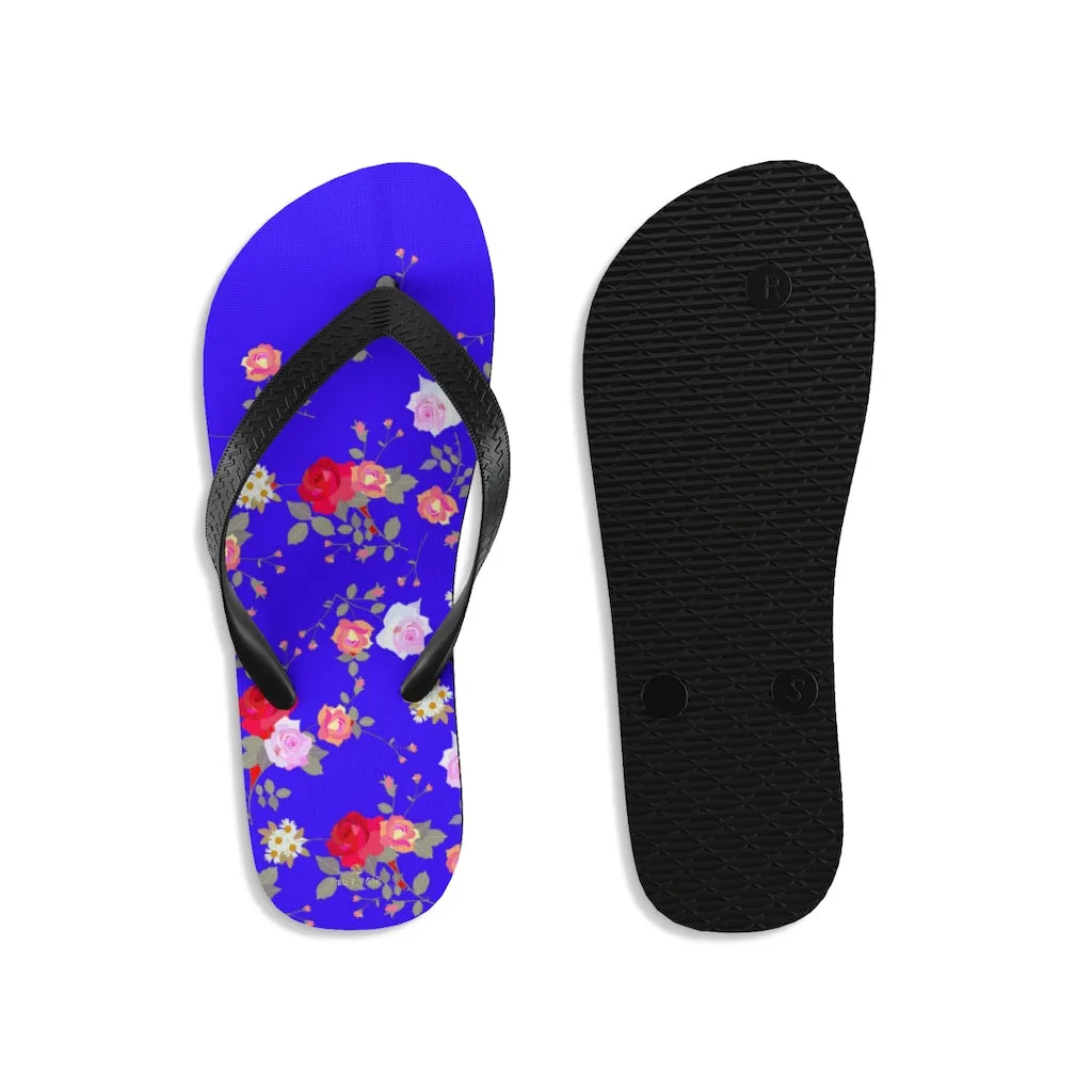 Purple Red Rose Flip Flops, Floral Print Unisex Flip-Flops Sandals For Men & Women- Made in USA