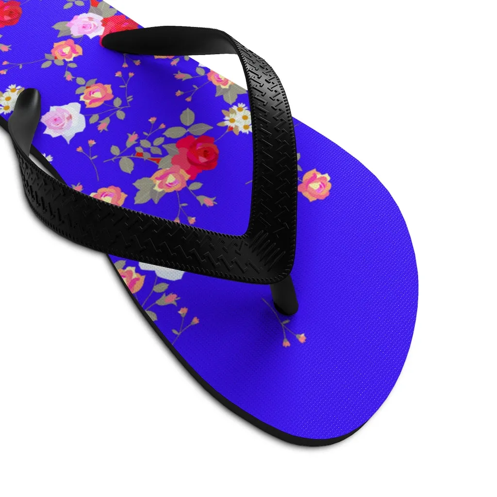 Purple Red Rose Flip Flops, Floral Print Unisex Flip-Flops Sandals For Men & Women- Made in USA