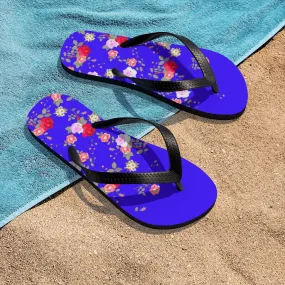 Purple Red Rose Flip Flops, Floral Print Unisex Flip-Flops Sandals For Men & Women- Made in USA