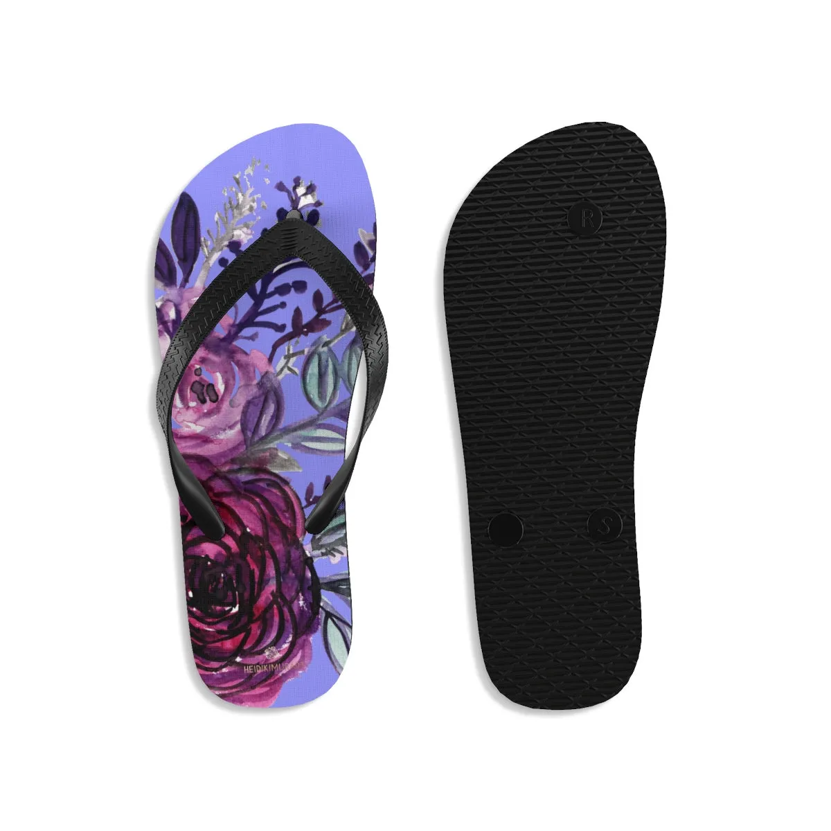 Romantic Purple Rose Flip Flops, Best Floral Print Women's Unisex Flip-Flops - Made in USA