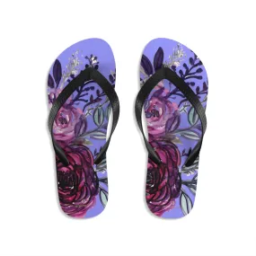 Romantic Purple Rose Flip Flops, Best Floral Print Women's Unisex Flip-Flops - Made in USA