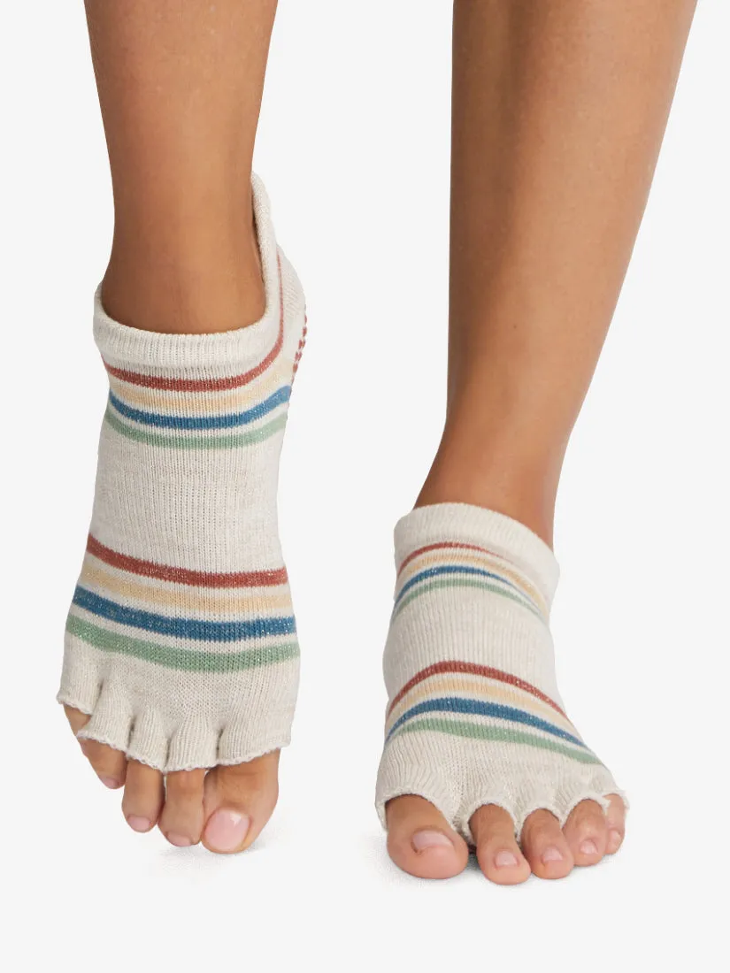 ToeSox Half Toe Low Rise Grip Socks - Vintage Rainbow