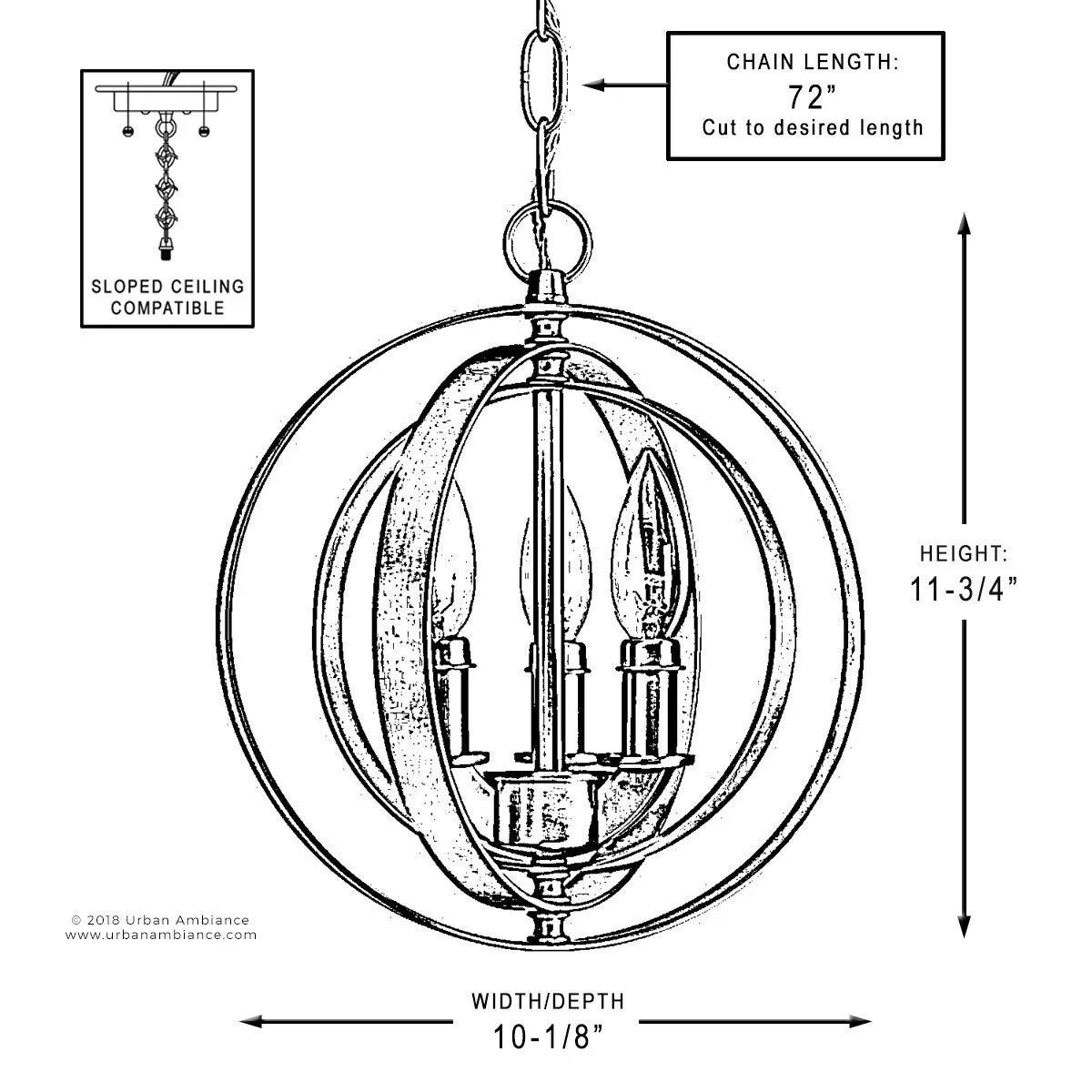 UHP2320 Luxe Industrial Pendant, 11-3/4"H x 10-1/8"W, Brushed Nickel Finish, Arezzo Collection