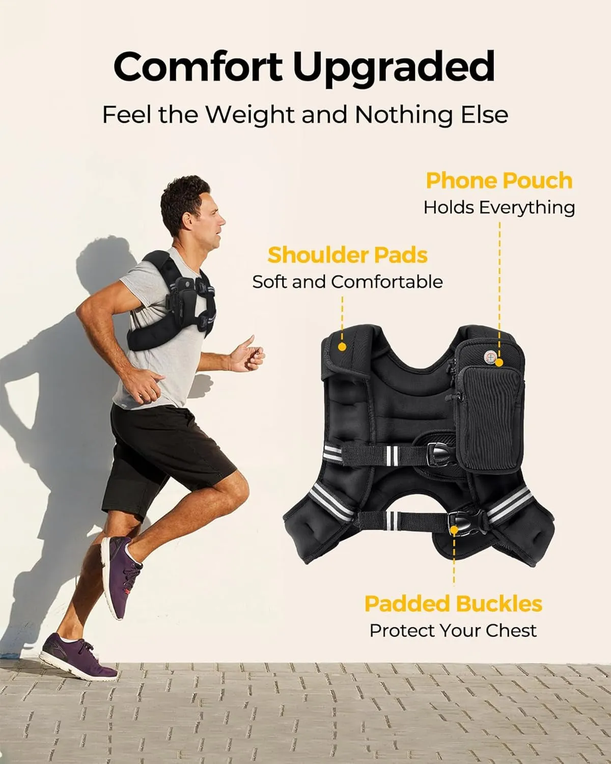 Weighted Vest with Ankle/Wrist Weights 6Lbs-30Lbs Body Weight Vest with Reflective Stripe, Size-Adjustable Workout Equipment for Strength Training, Walking, Jogging, Running for Men Women