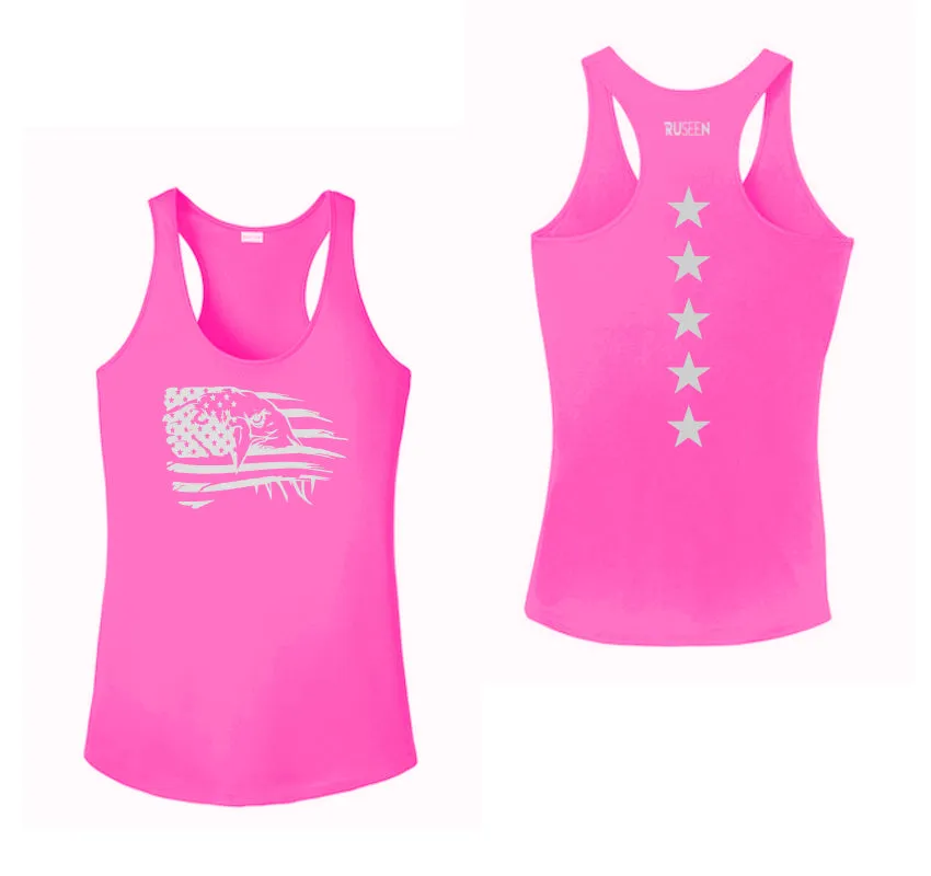 Women's Reflective Tank Top - Eagle Flag