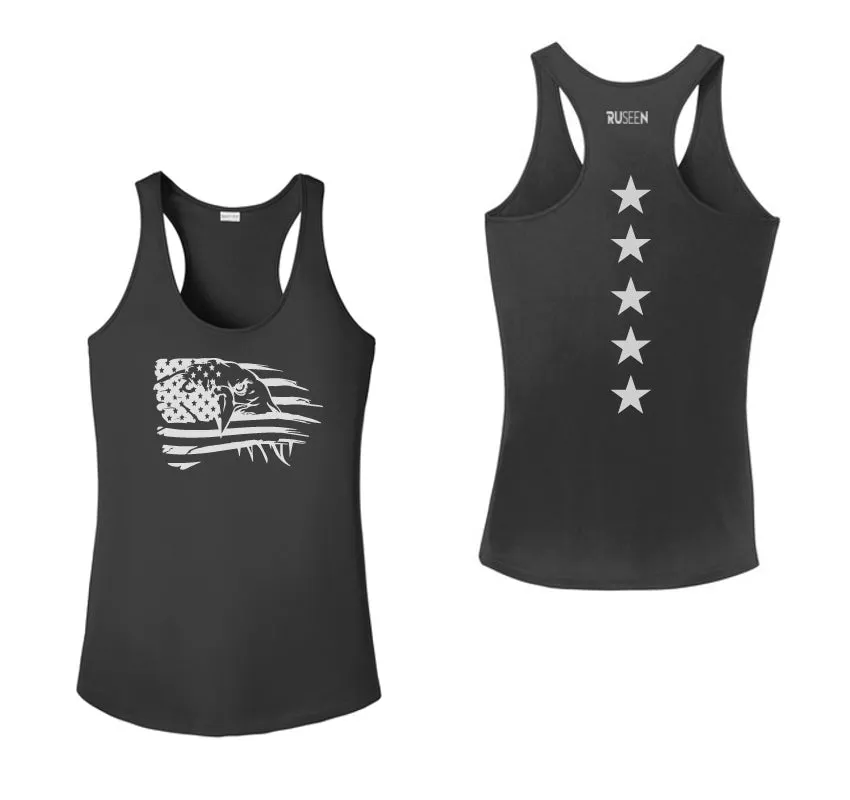 Women's Reflective Tank Top - Eagle Flag