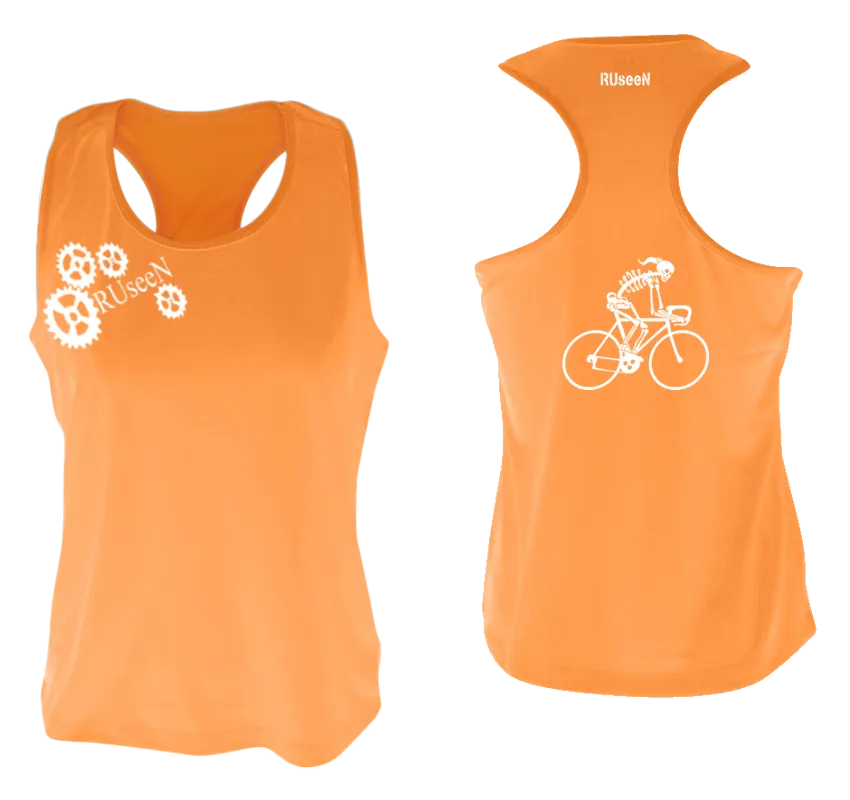 Women's Reflective Tank Top - Female Road Bike Skeleton