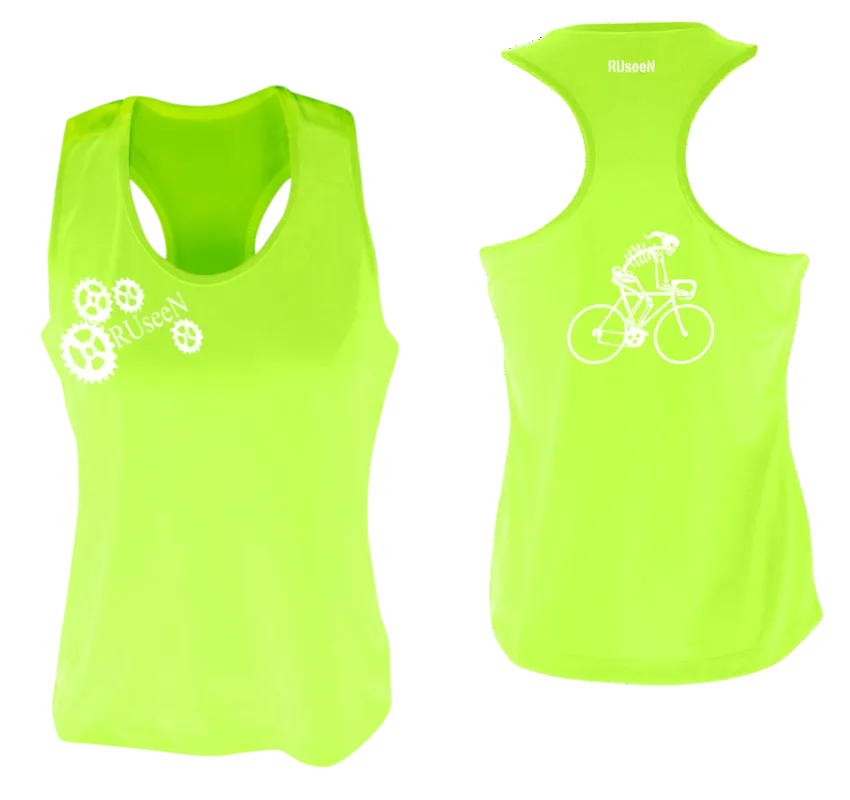 Women's Reflective Tank Top - Female Road Bike Skeleton