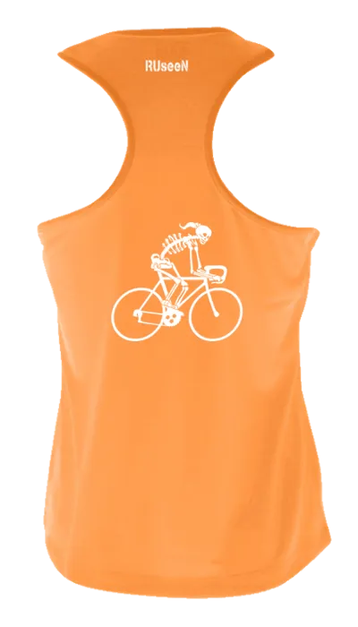 Women's Reflective Tank Top - Female Road Bike Skeleton