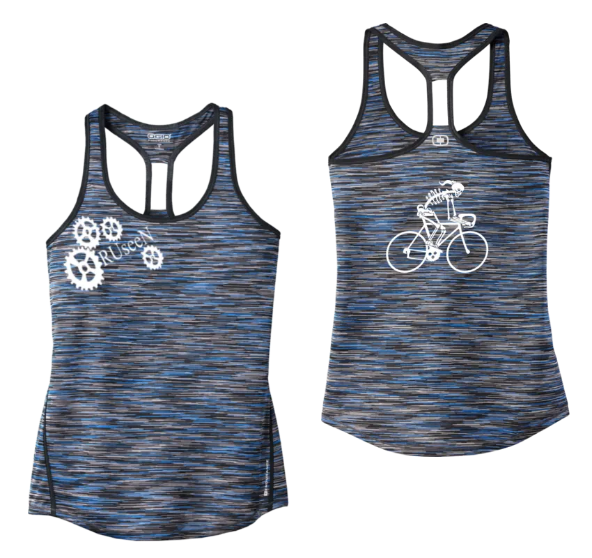 Women's Reflective Tank Top - Female Road Bike Skeleton