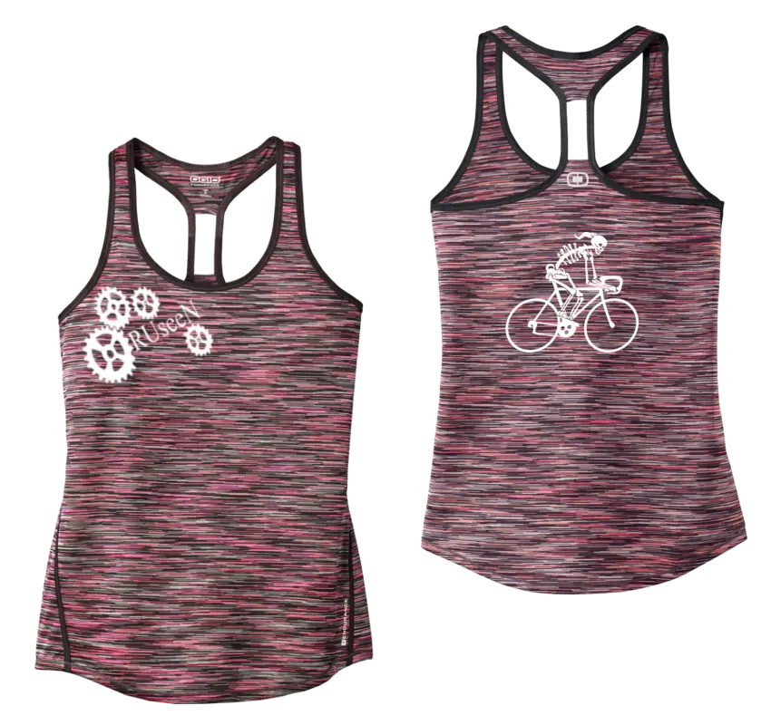 Women's Reflective Tank Top - Female Road Bike Skeleton