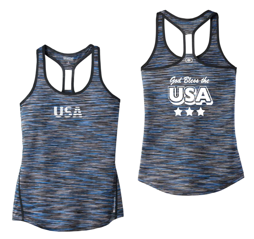 Women's Reflective Tank Top - God Bless the USA