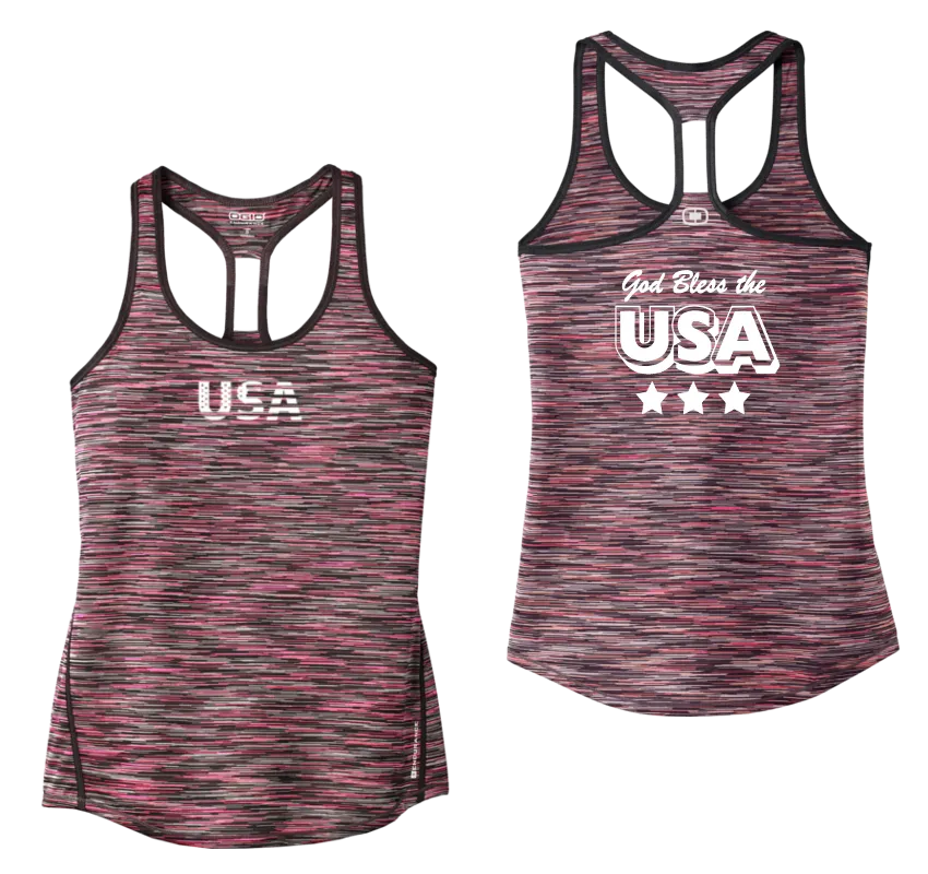 Women's Reflective Tank Top - God Bless the USA