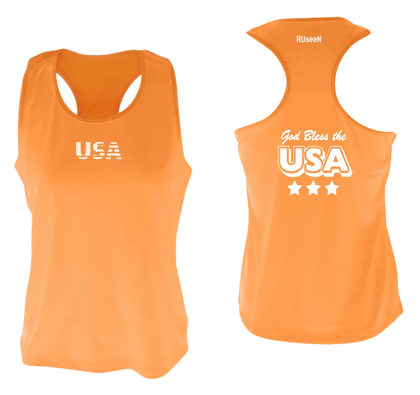 Women's Reflective Tank Top - God Bless the USA