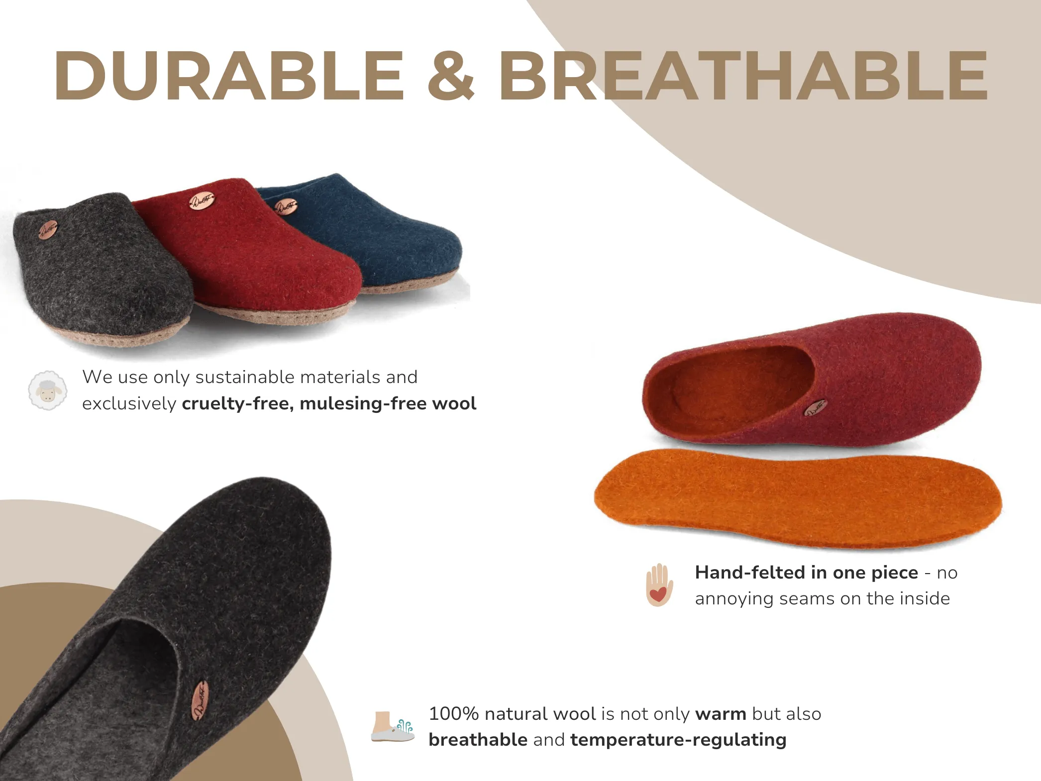 WoolFit Step | Summer Slippers with Insoles & Leather Sole